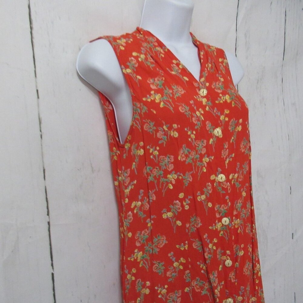 April Cornell Dress S Small Orange Floral Maxi Prairie Cottagecore - Picture 3 of 8